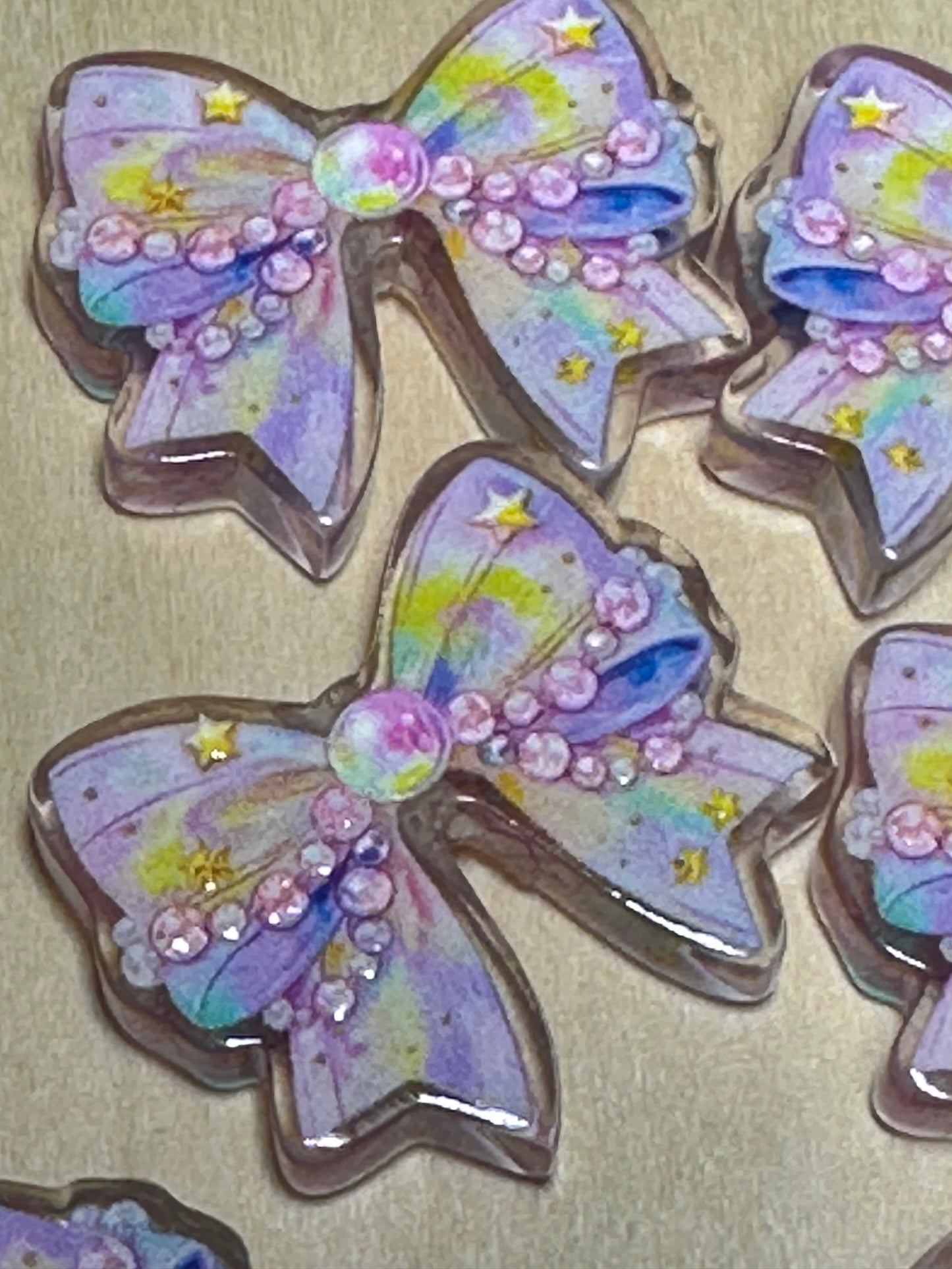 Pastel colors bow acrylic focal bead- set of 2/ focal bead/ pen beading / keychain bead