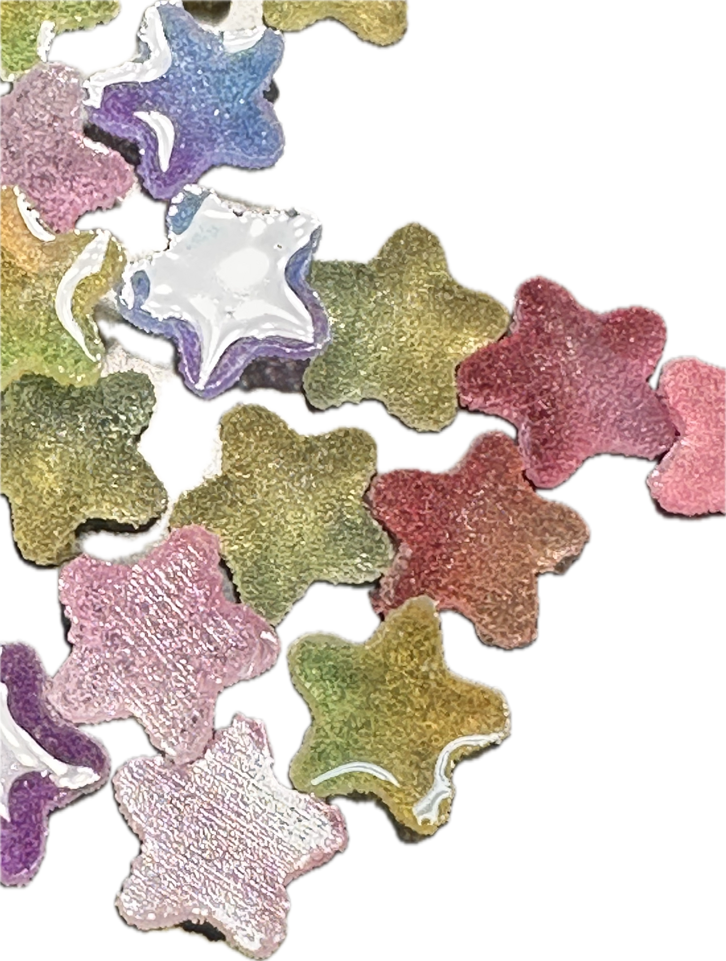Set of 5 Glue On Resin Sugar Star Charms – Flat Back Embellishments for DIY Crafts