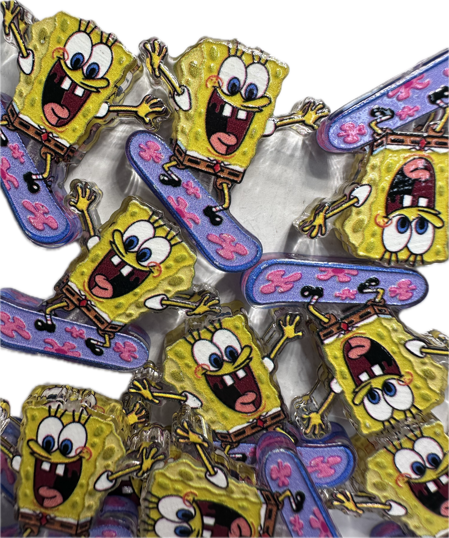 Yellow guy on skateboard acrylic focal bead- set of 2/ focal bead/ pen beading / keychain bead/