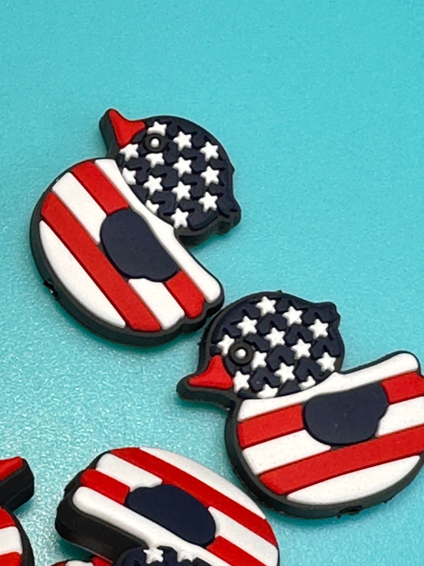 Patriotic Duck duck silicone focal bead/ ducked/ ducking