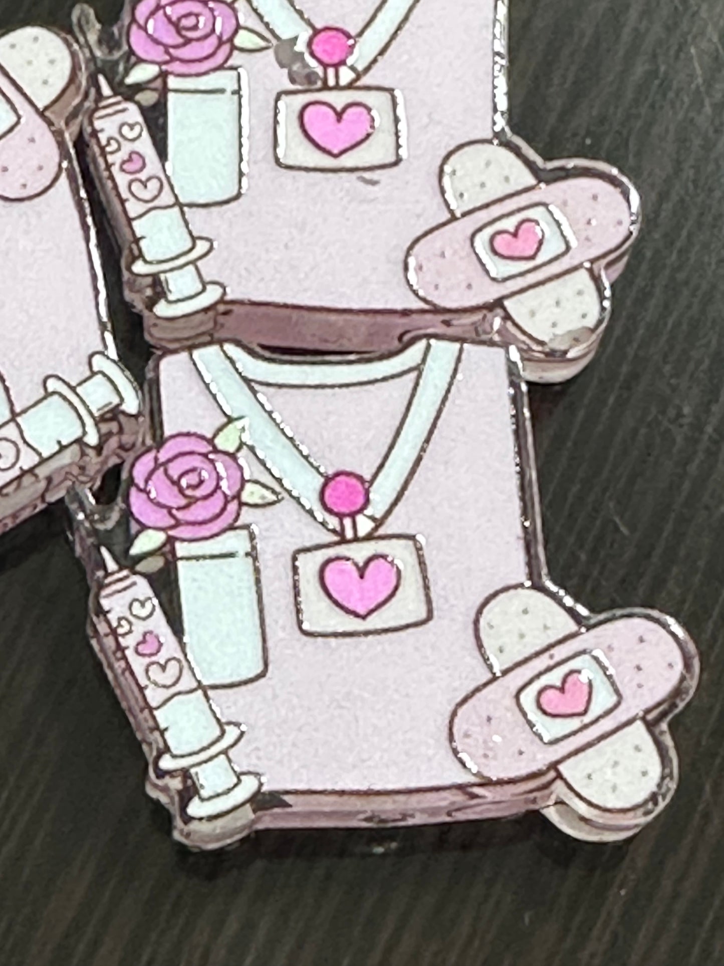 Nurse acrylic focal bead- set of 2/ focal bead/ pen beading / keychain bead/Pink scrubs