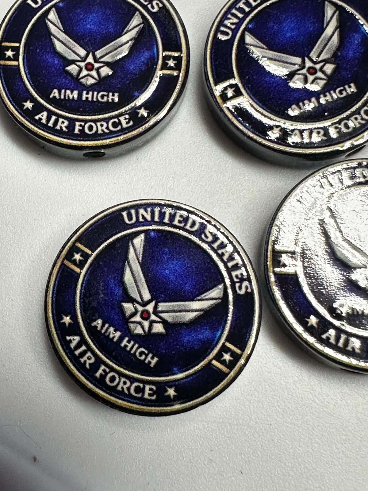 Air Force Veteran acrylic focal bead- set of 2/ focal bead/ pen beading / keychain bead/ military/ patriotic