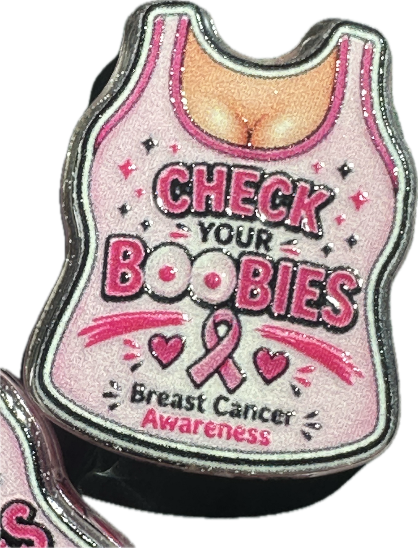 Breast Cancer Awareness Acrylic Focal Bead - set of 2 for keychains and pens / GREER AND COMPANY designed