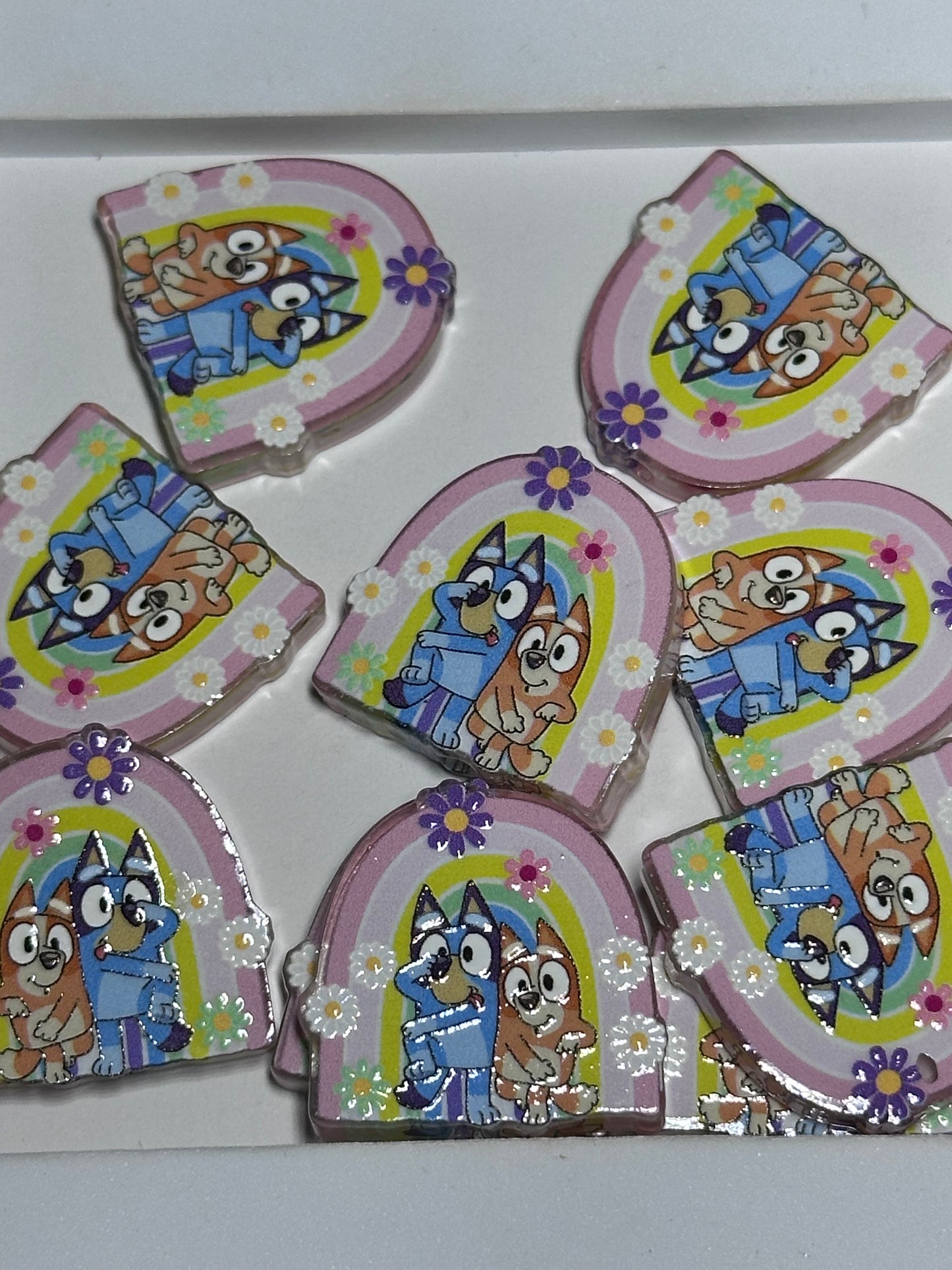 Family acrylic focal bead- set of 2/ focal bead/ pen beading / keychain bead/ Bluey and Bingo