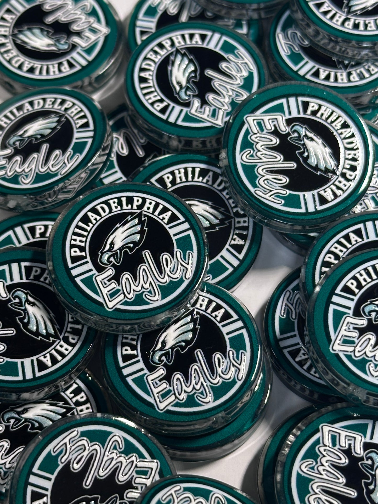 NEW Philadelphia Eagles acrylic focal bead- set of 2/ focal bead/ pen beading / keychain bead /football