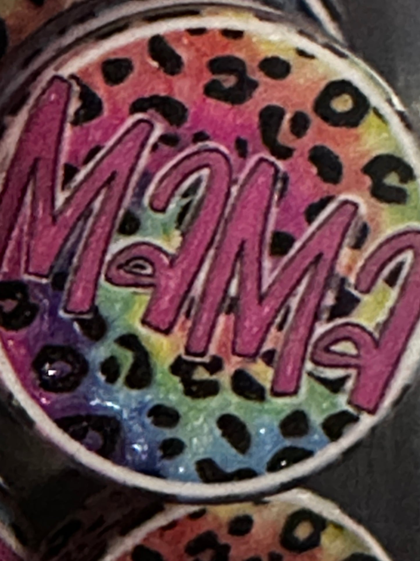 Colorful leopard print MAMA acrylic focal bead- set of 2/ focal bead/ pen beading / keychain bead/