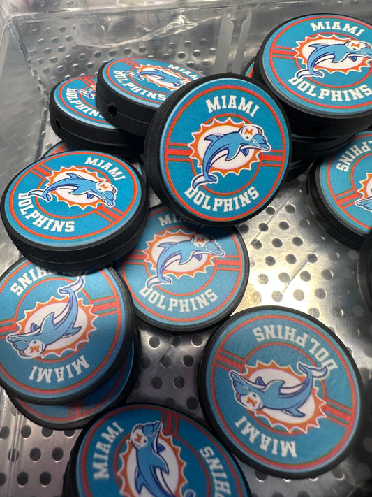 NEW Miami Dolphins focal bead/ perfect for bag charms-cup charms-beaded pens