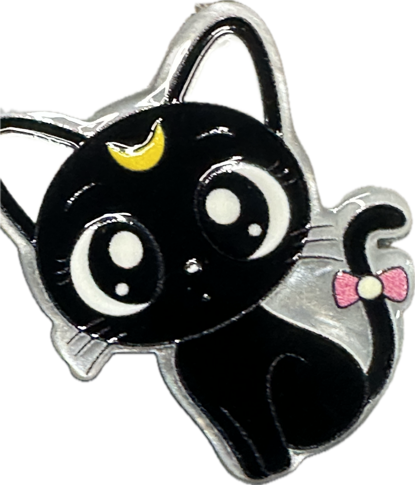 Black cat with moon  kitty cat acrylic focal bead- set of 2/ focal bead/ pen beading / keychain bead