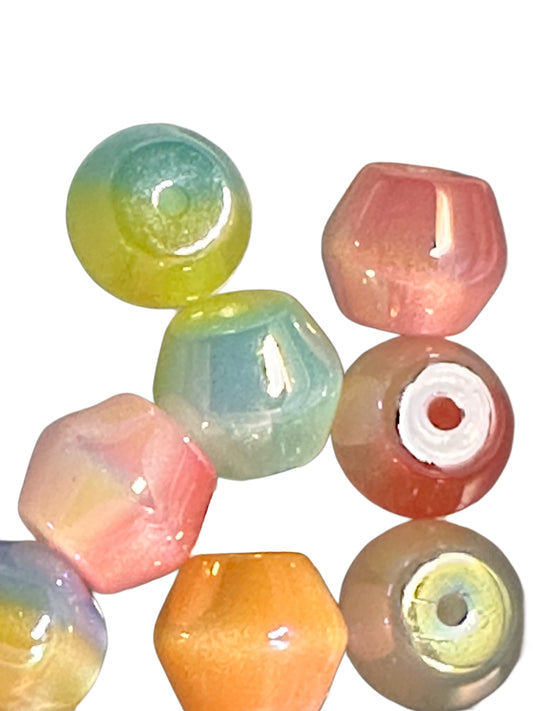 Ten (10) acrylic assorted random color rhombus shaped beads included/ jewelry Bead/ beadable pen beads/ keychain bead/ DIY/ shiny unique shaped/ UV coated