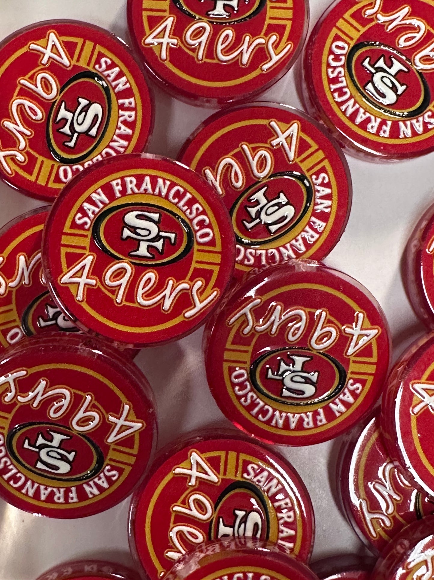 NEW San Francisco 49ers acrylic focal bead- set of 2/ focal bead/ pen beading / keychain bead /football