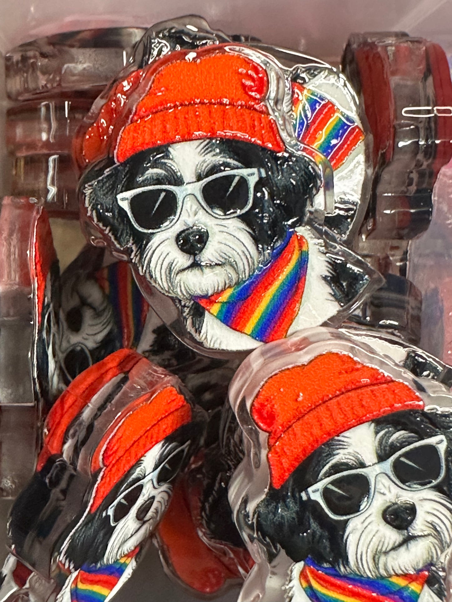 Cool dog with shades and a beanie acrylic focal bead- set of 2/ focal bead/ pen beading / keychain bead/
