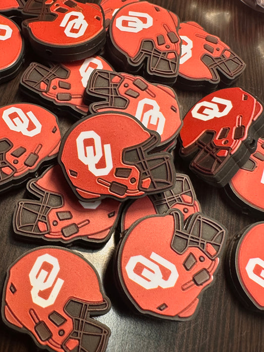 University of Oklahoma helmet shaped focal bead / football / helmet
