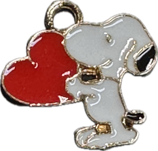 White dog with black ears metal charm/dog lover/ Snoo dog/dog with heart/ pendant/ DIY charm bracelet/ DIY necklace