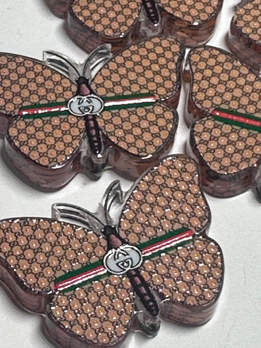 Fancy design butterfly acrylic focal bead- set of 2/ focal bead/ pen beading / keychain bead /