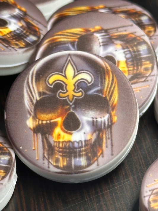 NEW Saints focal bead/ football/ printed silicone bead