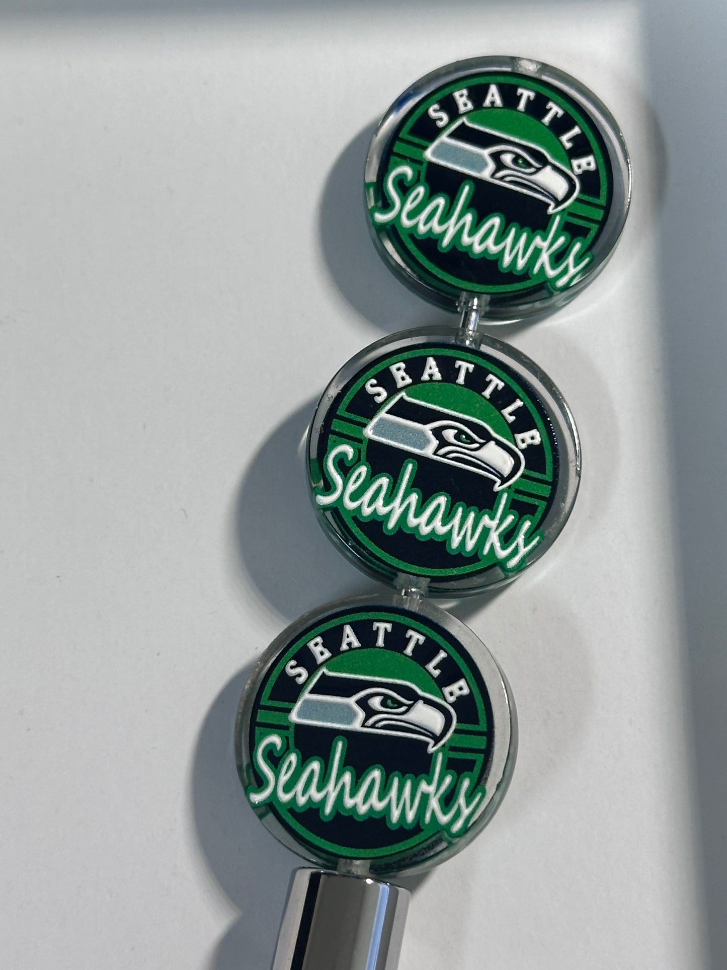NEW Seattle Seahawks acrylic focal bead- set of 2/ focal bead/ pen beading / keychain bead /football