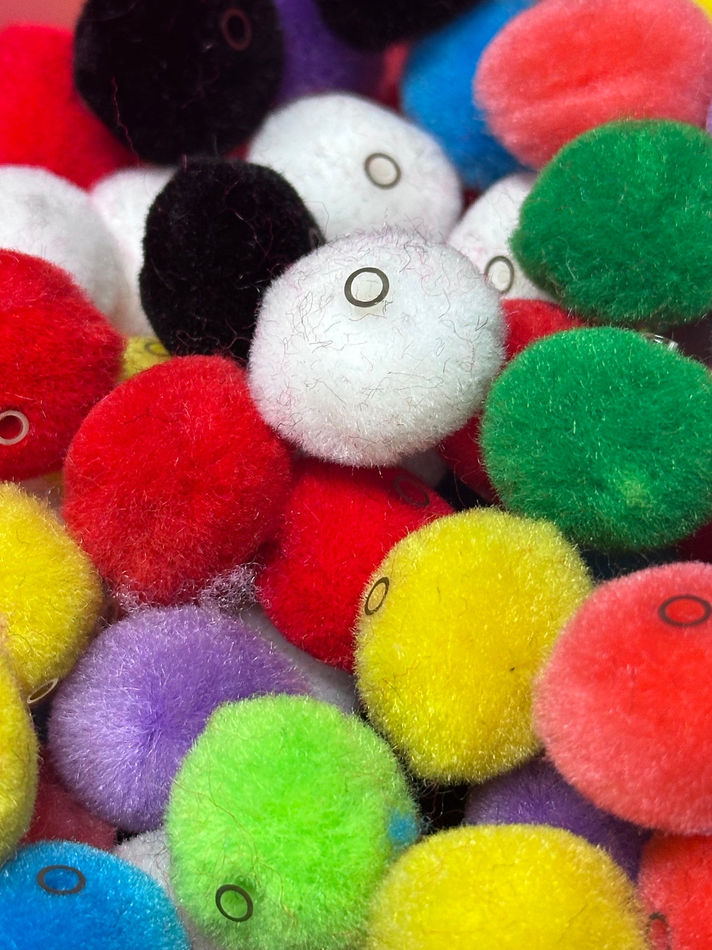 Pom Pom Beads/ beadable pen/ furry  bead/ multicolored / keychain bead/ puffy bead/ fur ball/ ten (10) Pom poms