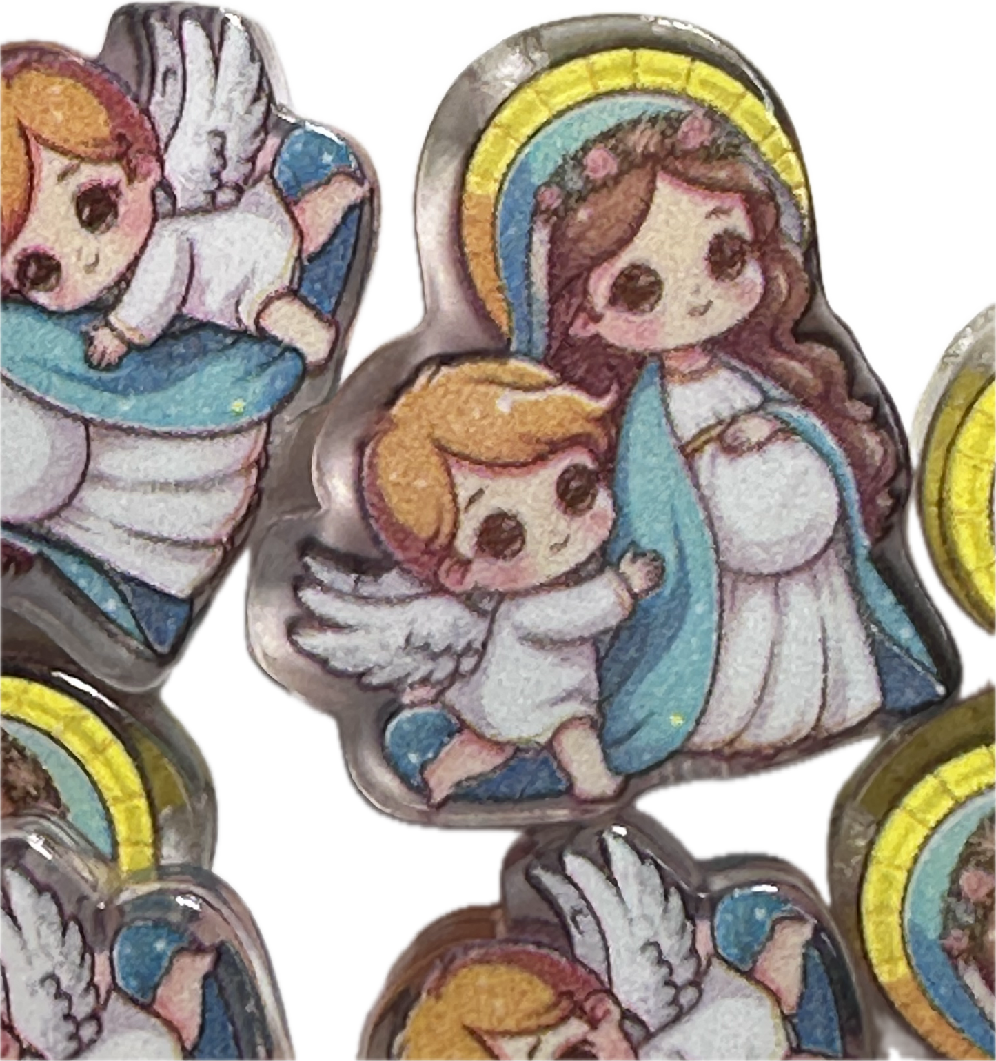 Angel and Mary acrylic focal bead- set of 2/ focal bead/ pen beading / keychain bead/ pregnant