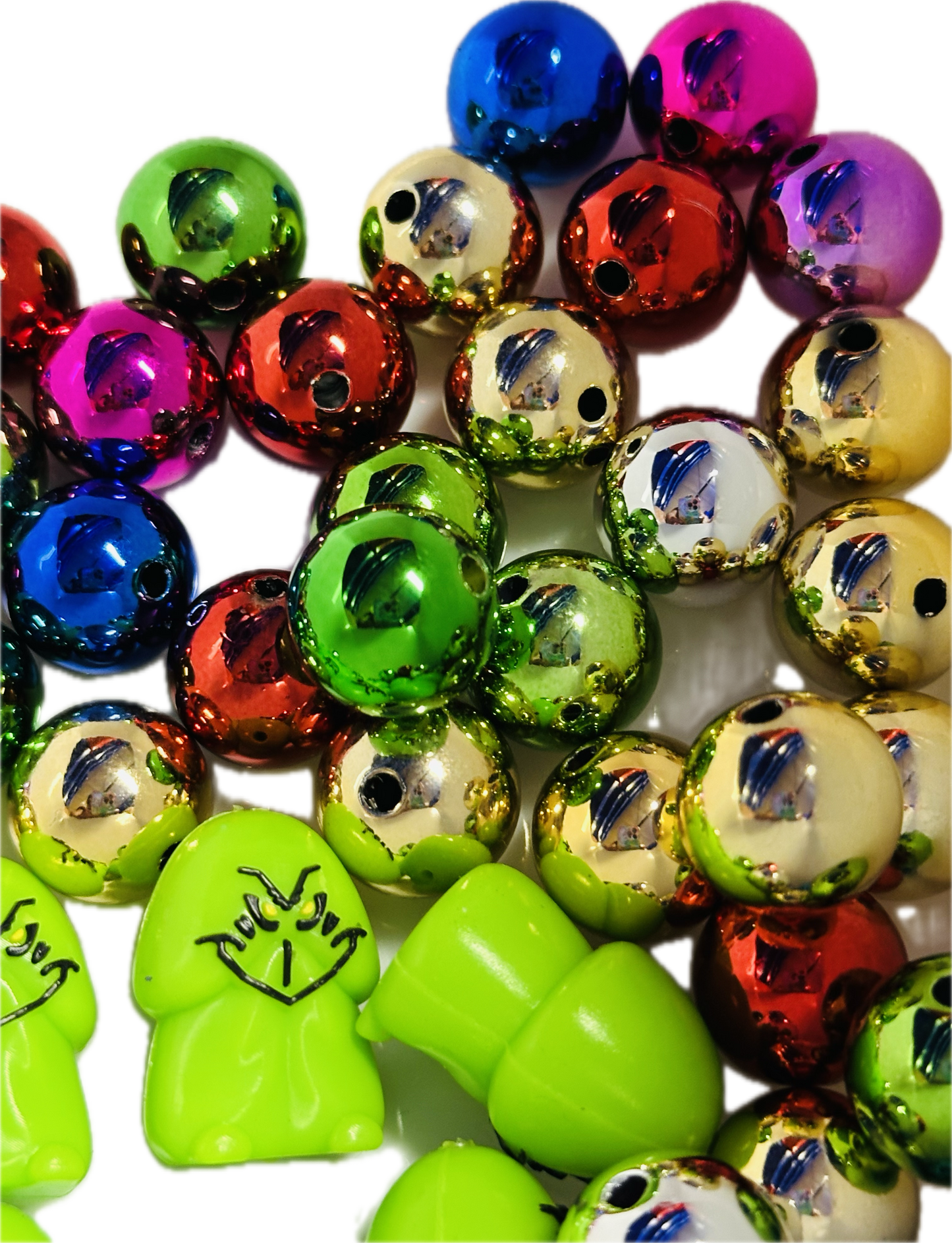 Christmas metallic beads /16mm colorful beads- set of 10 beads/ green focal bead also available