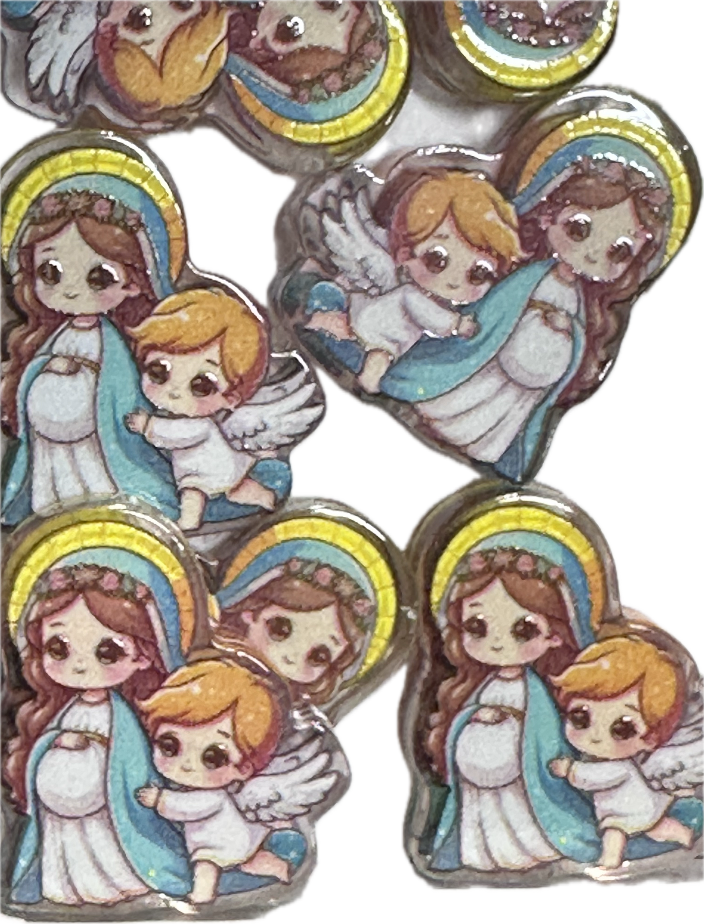 Angel and Mary acrylic focal bead- set of 2/ focal bead/ pen beading / keychain bead/ pregnant