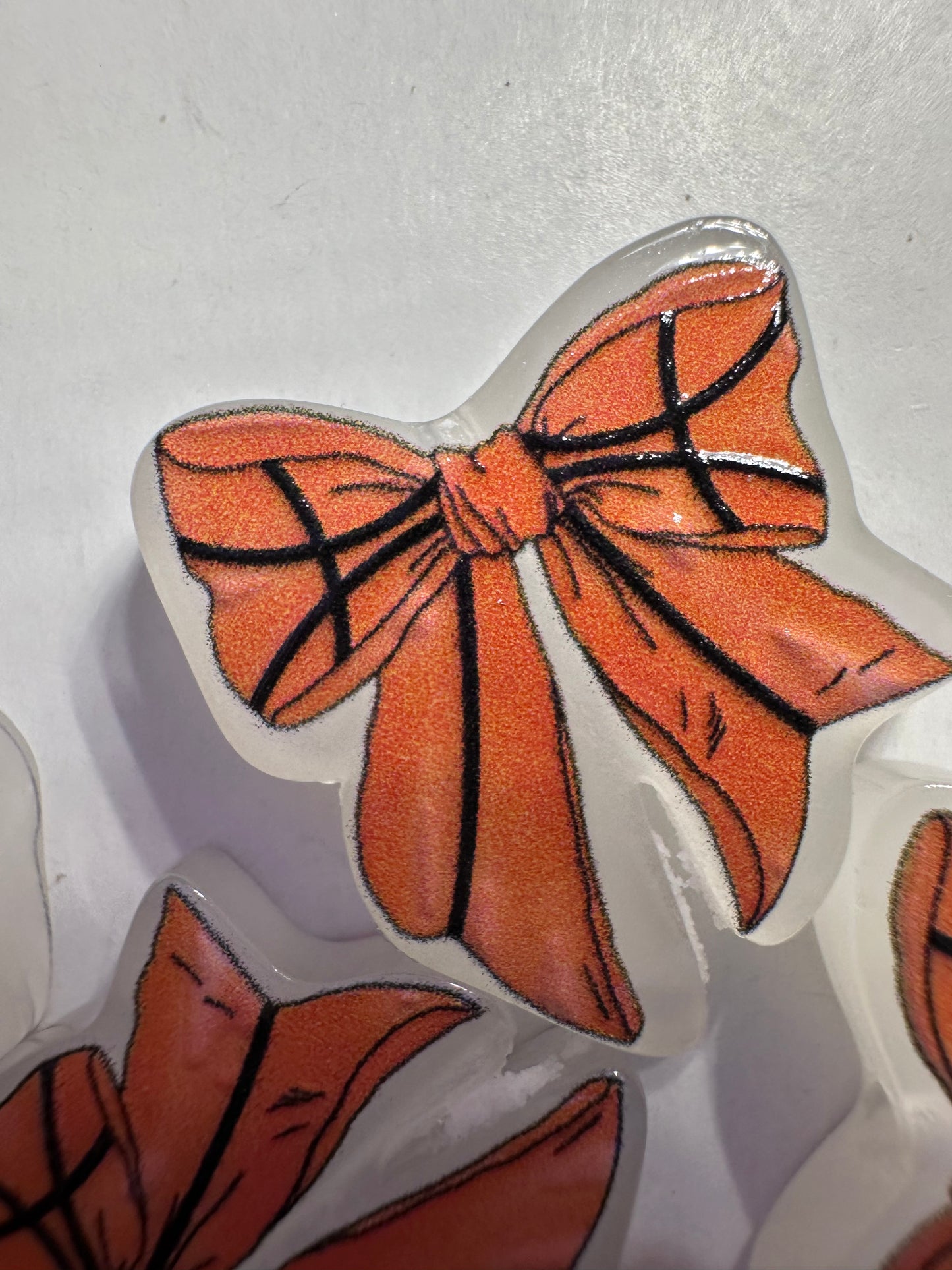 Basketball bow acrylic focal bead- set of 2/ focal bead/ pen beading / keychain bead