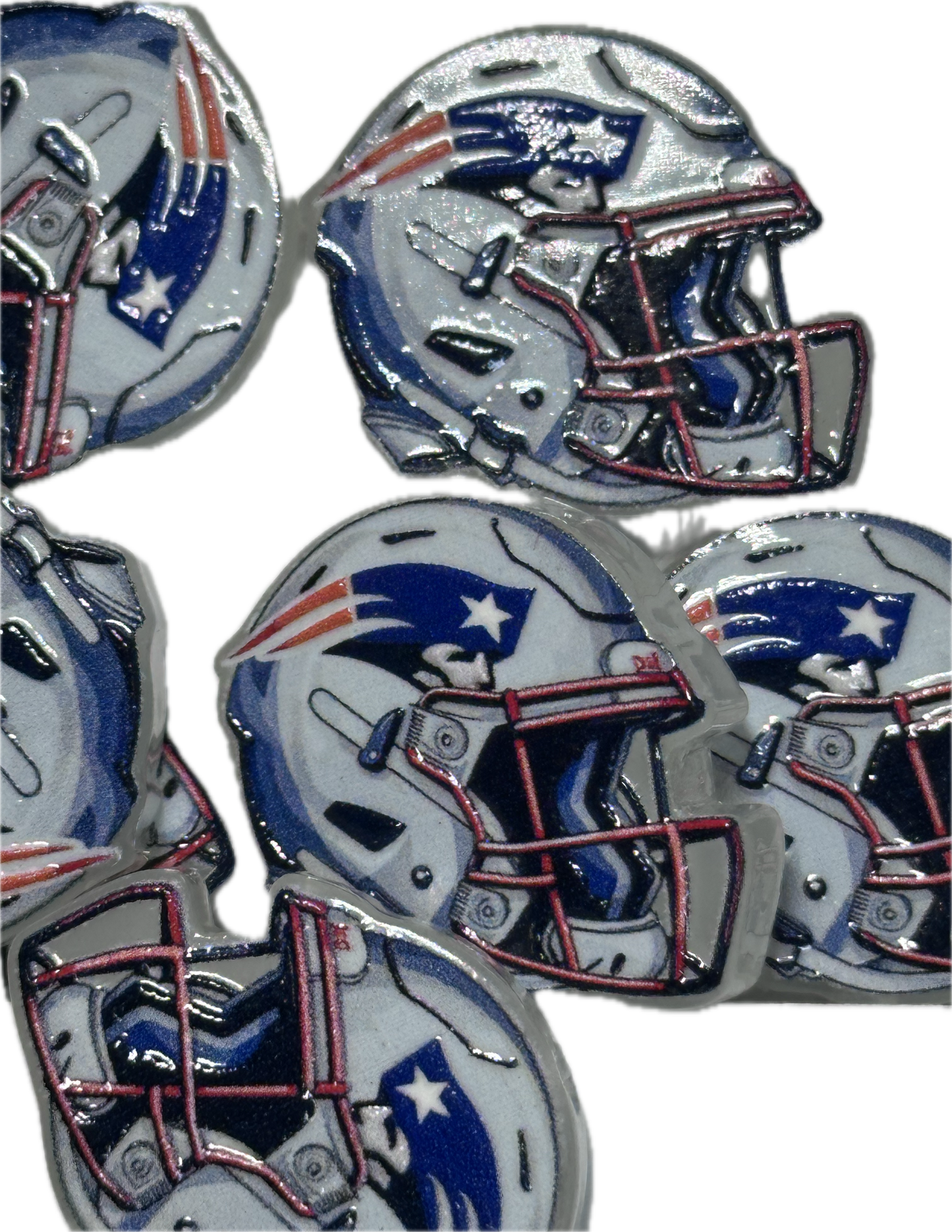 NEW New England Patriots helmet acrylic focal bead- set of 2/ focal bead/ pen beading / keychain bead/Football