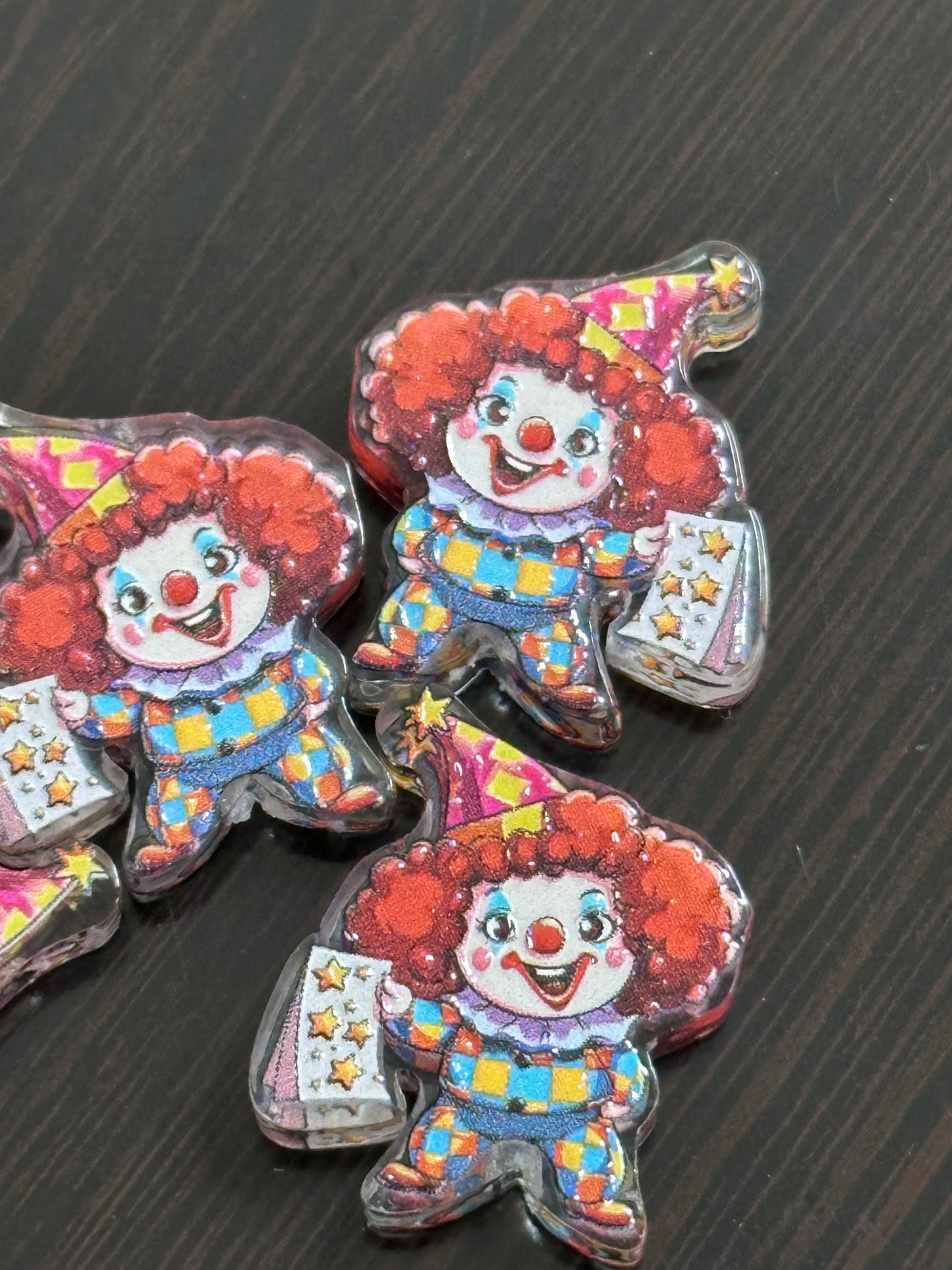 Clown Happy Birthday acrylic focal bead- set of 2/ focal bead/ pen beading / keychain bead /cute for a birthday pen