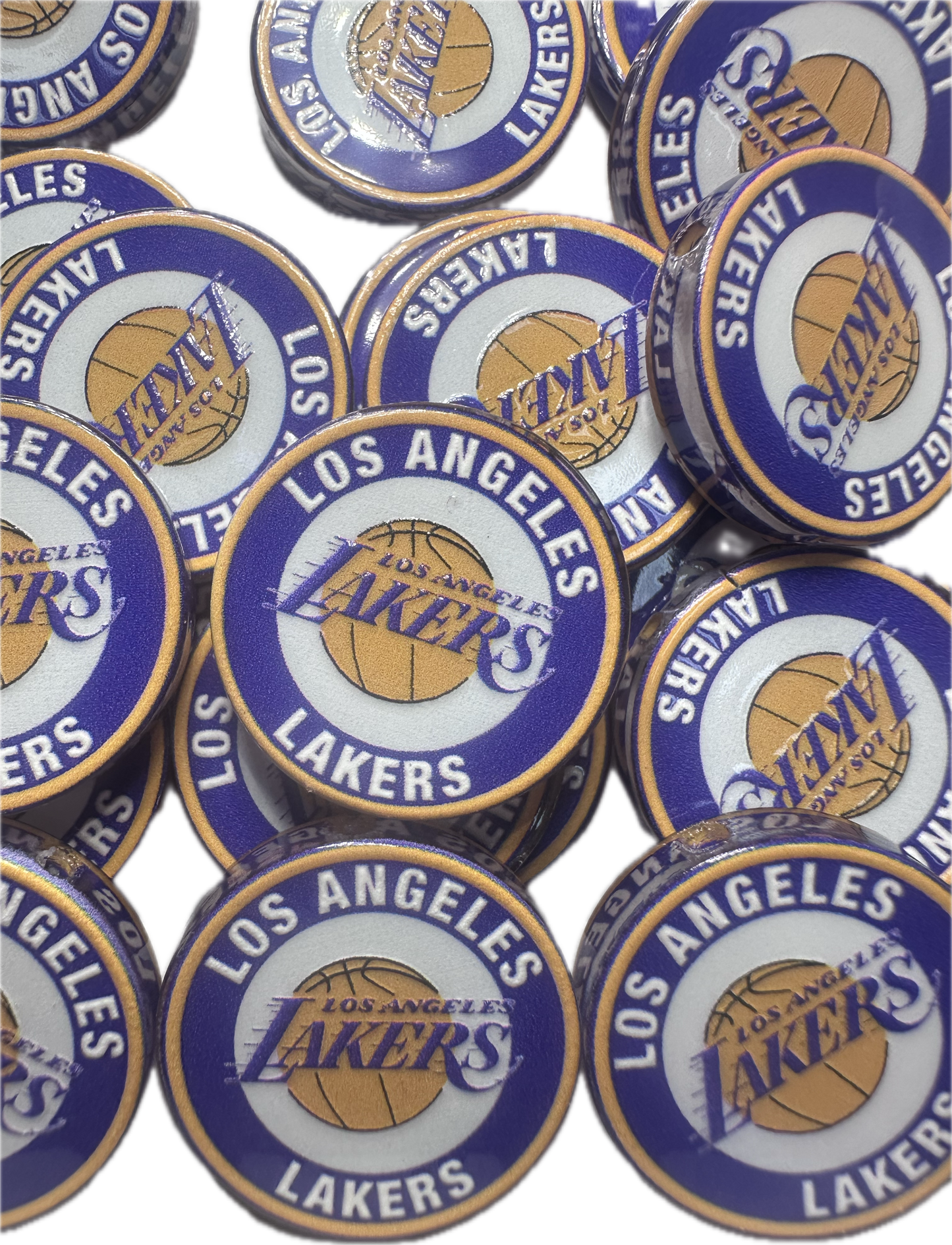 NEW LA Lakers acrylic focal bead- set of 2/ focal bead/ pen beading / keychain bead/ Basketball