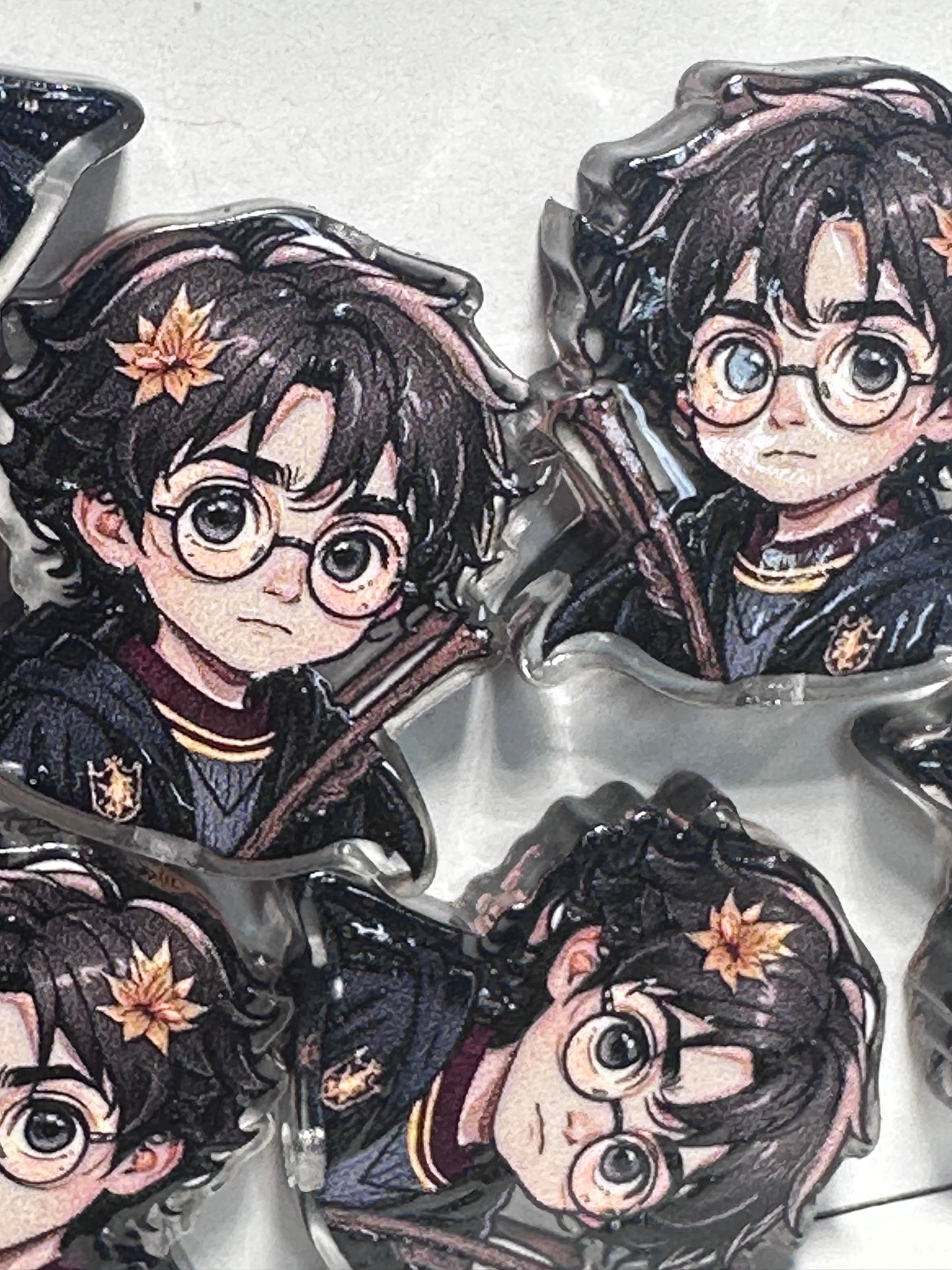 Boy with glasses acrylic focal bead- set of 2/ focal bead/ pen beading / keychain bead