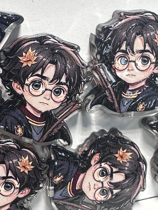 Boy with glasses acrylic focal bead- set of 2/ focal bead/ pen beading / keychain bead