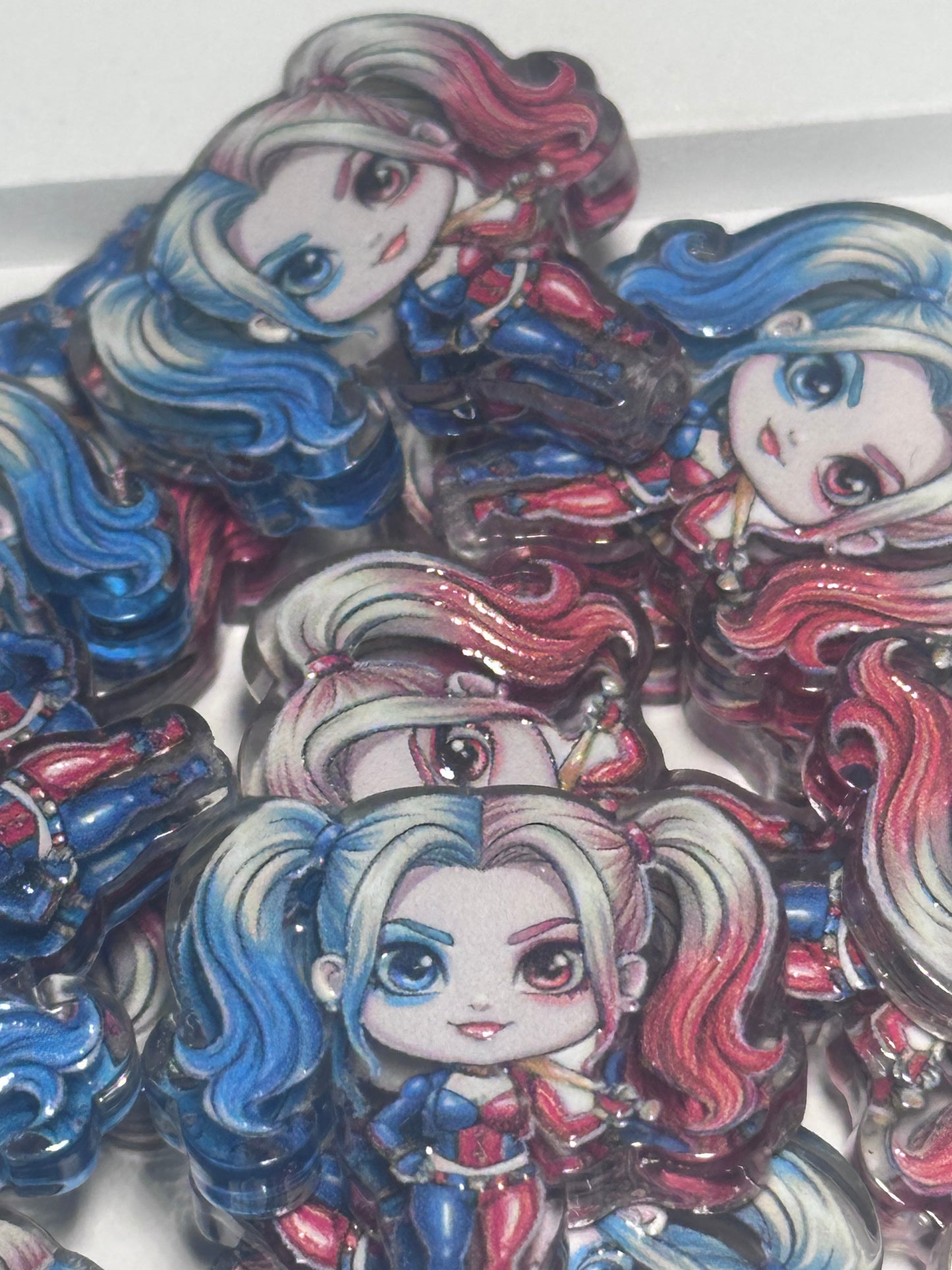 Harlequin acrylic focal bead- set of 2/ focal bead/ pen beading / keychain bead/ Girl