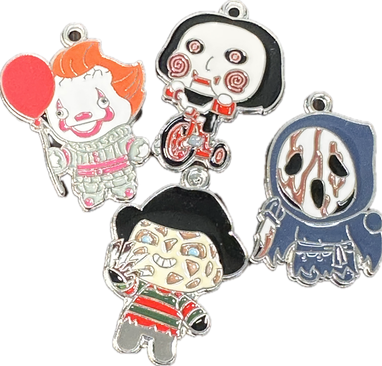 Scary guys enameled metal charms/ DIY charm bracelet/ DIY necklace #8- Set of 4 or individually