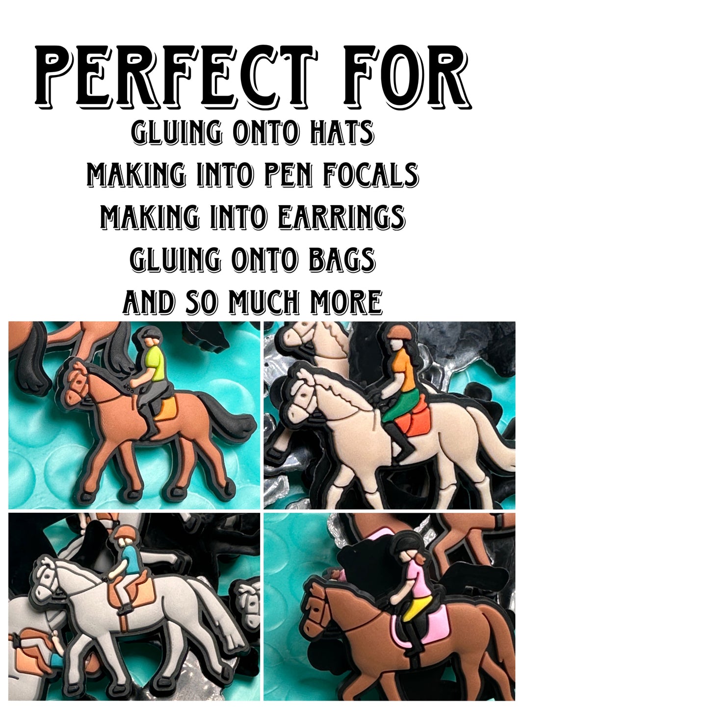 Equestrian PVC plastic flat back pieces/ DIY earrings/ lightweight/ flat back