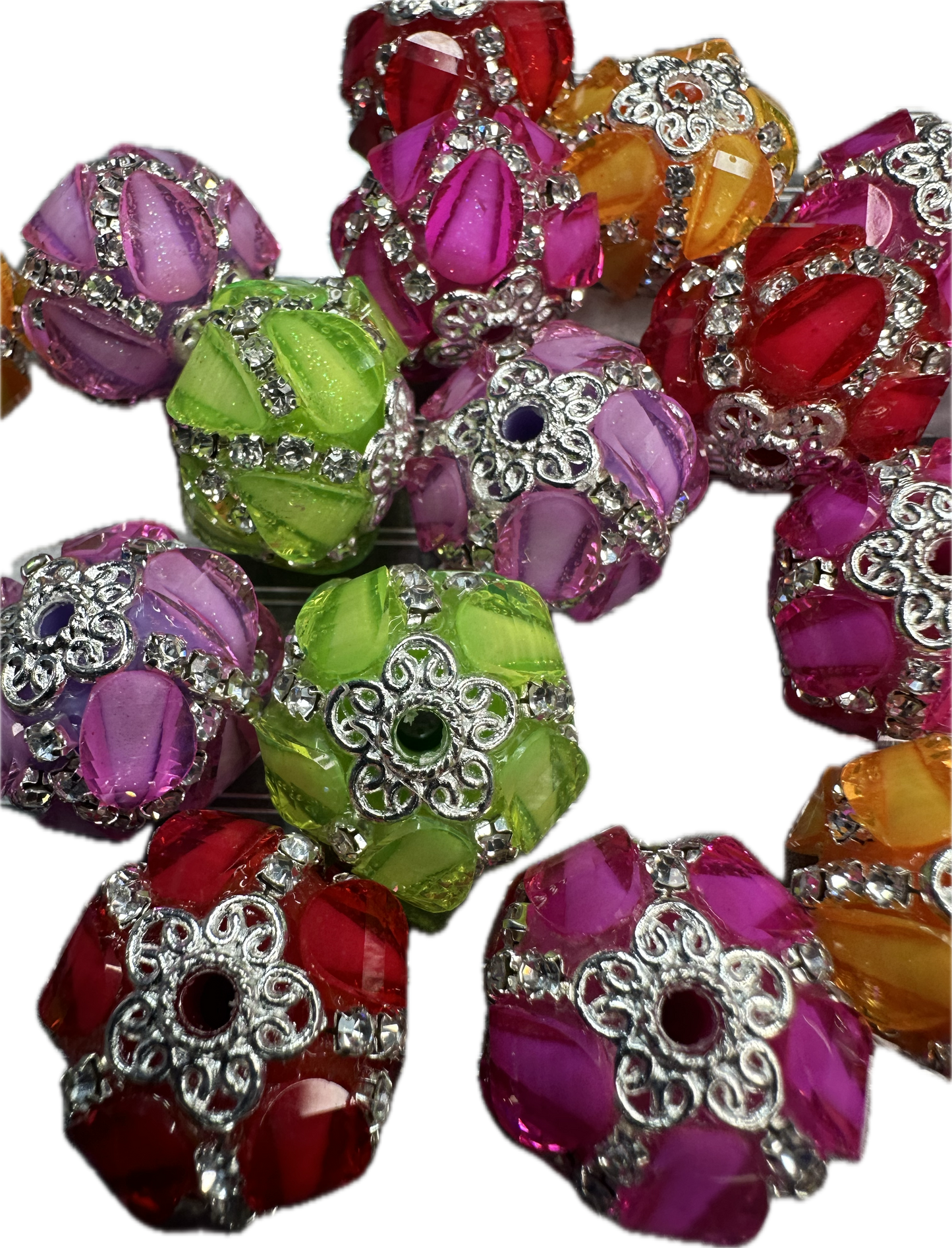 Neon Fancy Rhinestone Handmade Beads – Neon Beads for DIY Crafts (Set of 5) approx. 20mm