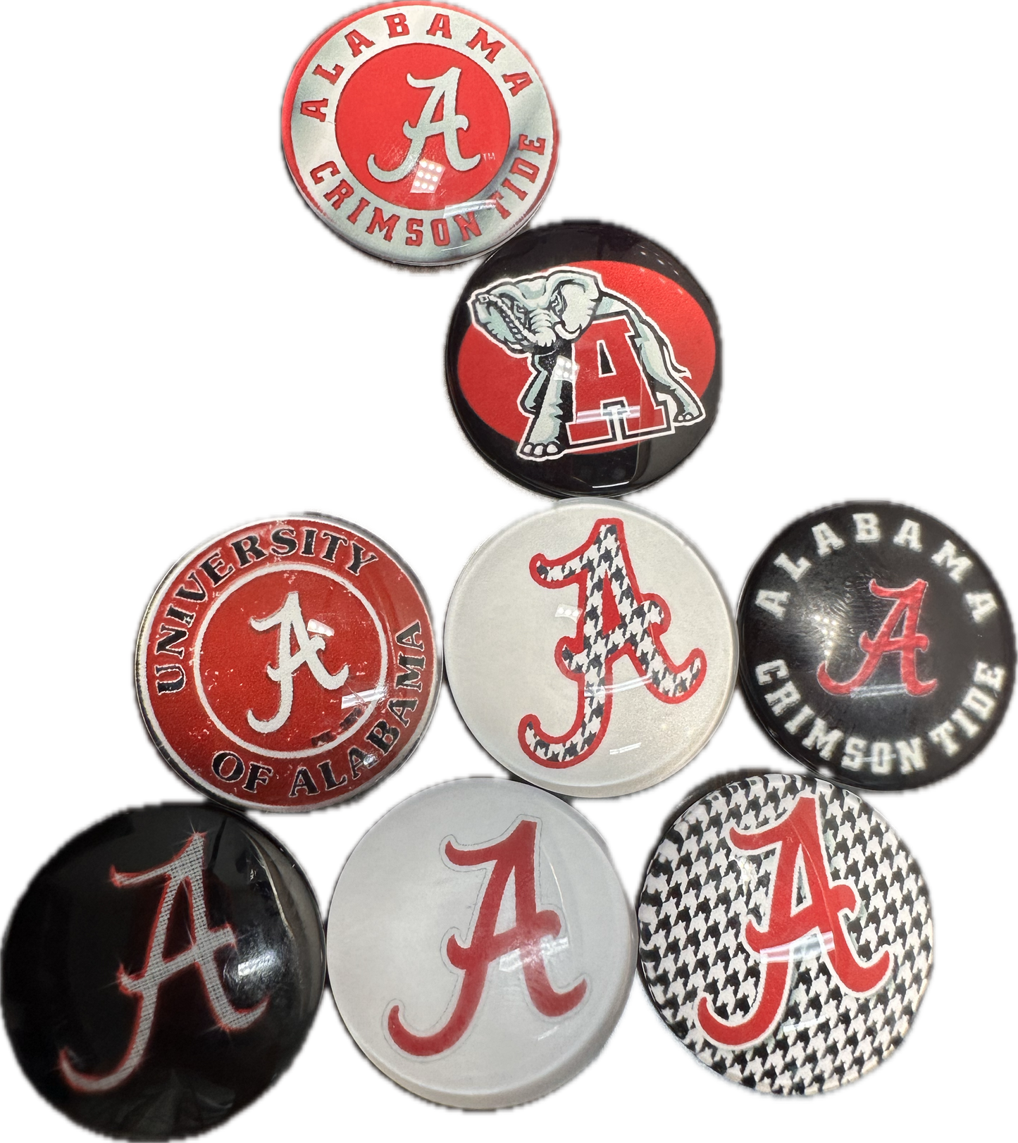 Alabama football cabochons acrylic charms pendants/ perfect for glueing on your DIY, charm bracelets, necklaces, bag charms, magnets, and so much more 10 different styles