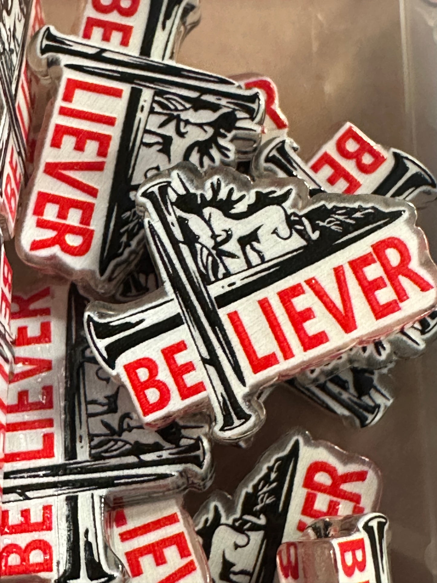 Believer acrylic focal bead- set of 2/ focal bead/ pen beading / keychain bead/ religious/ Jesus/ God