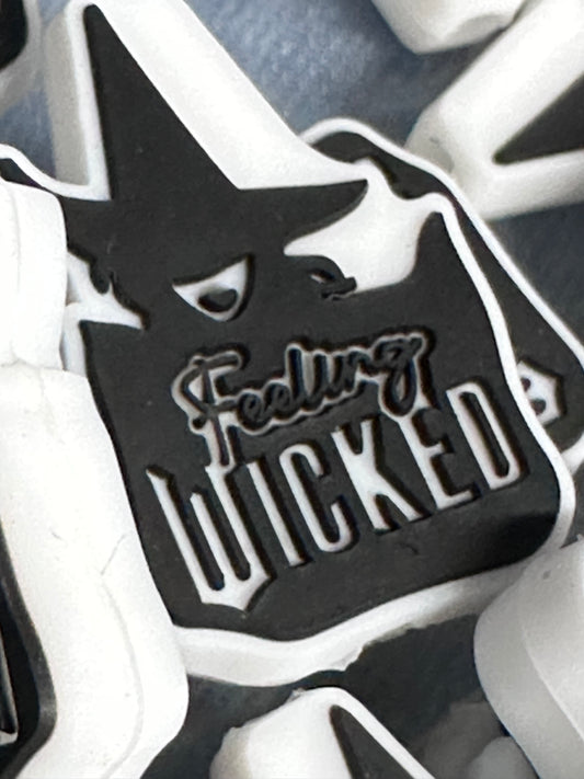 Wicked witch silicone focal bead with designs/ pen beading/ keychain bead/ DIY/ fancy bead