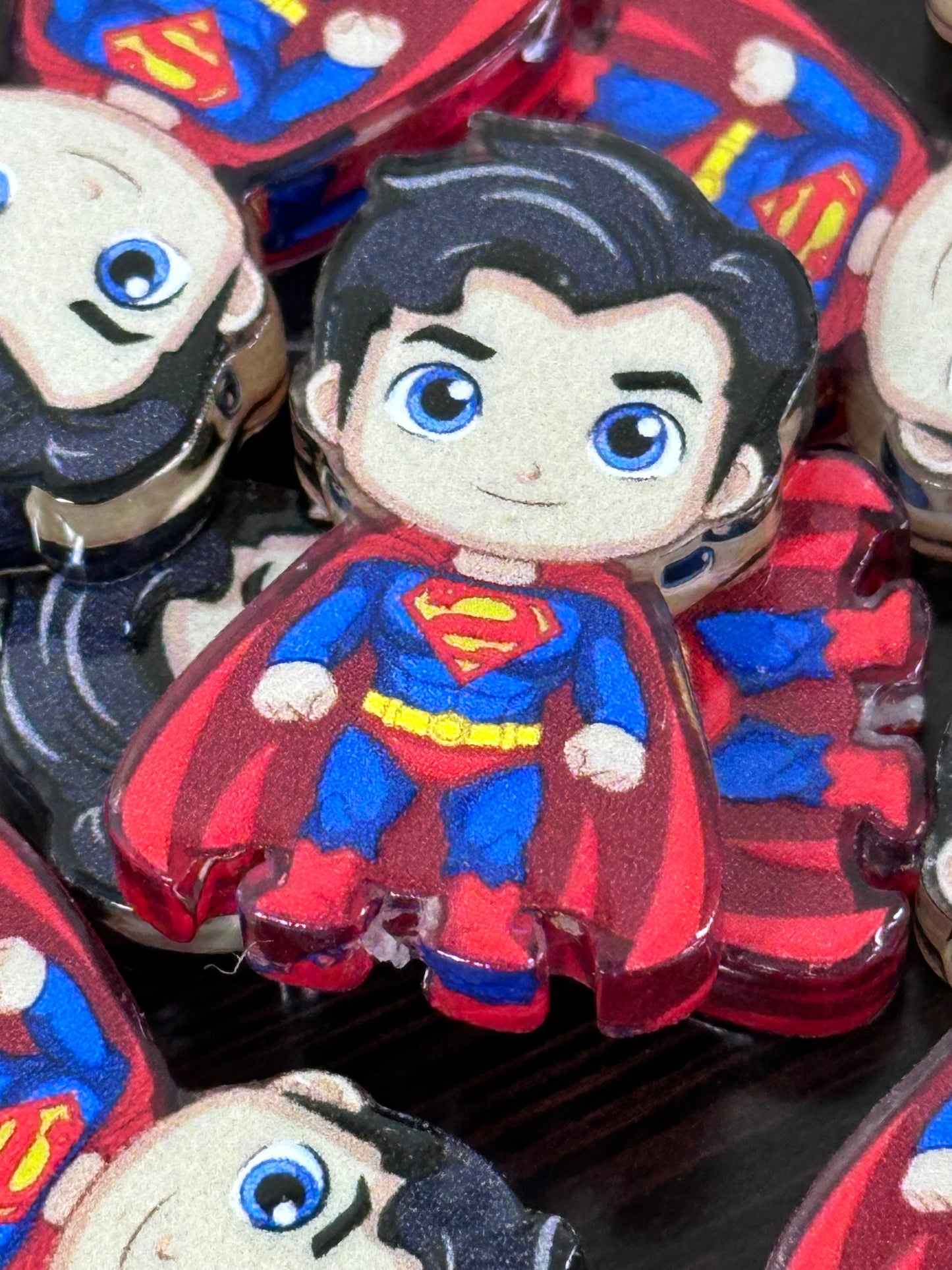 Flying boy in red suit acrylic focal bead- set of 2/ focal bead/ pen beading / keychain bead