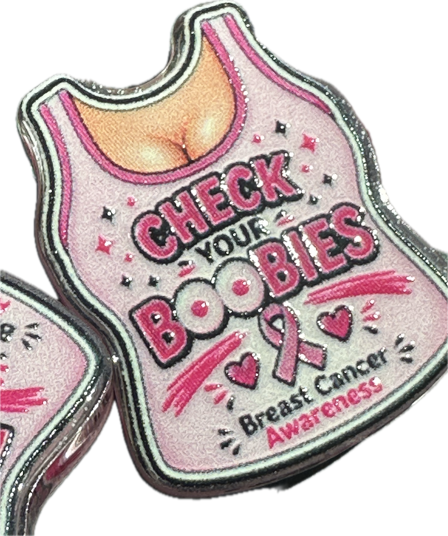 Breast Cancer Awareness Acrylic Focal Bead - set of 2 for keychains and pens / GREER AND COMPANY designed