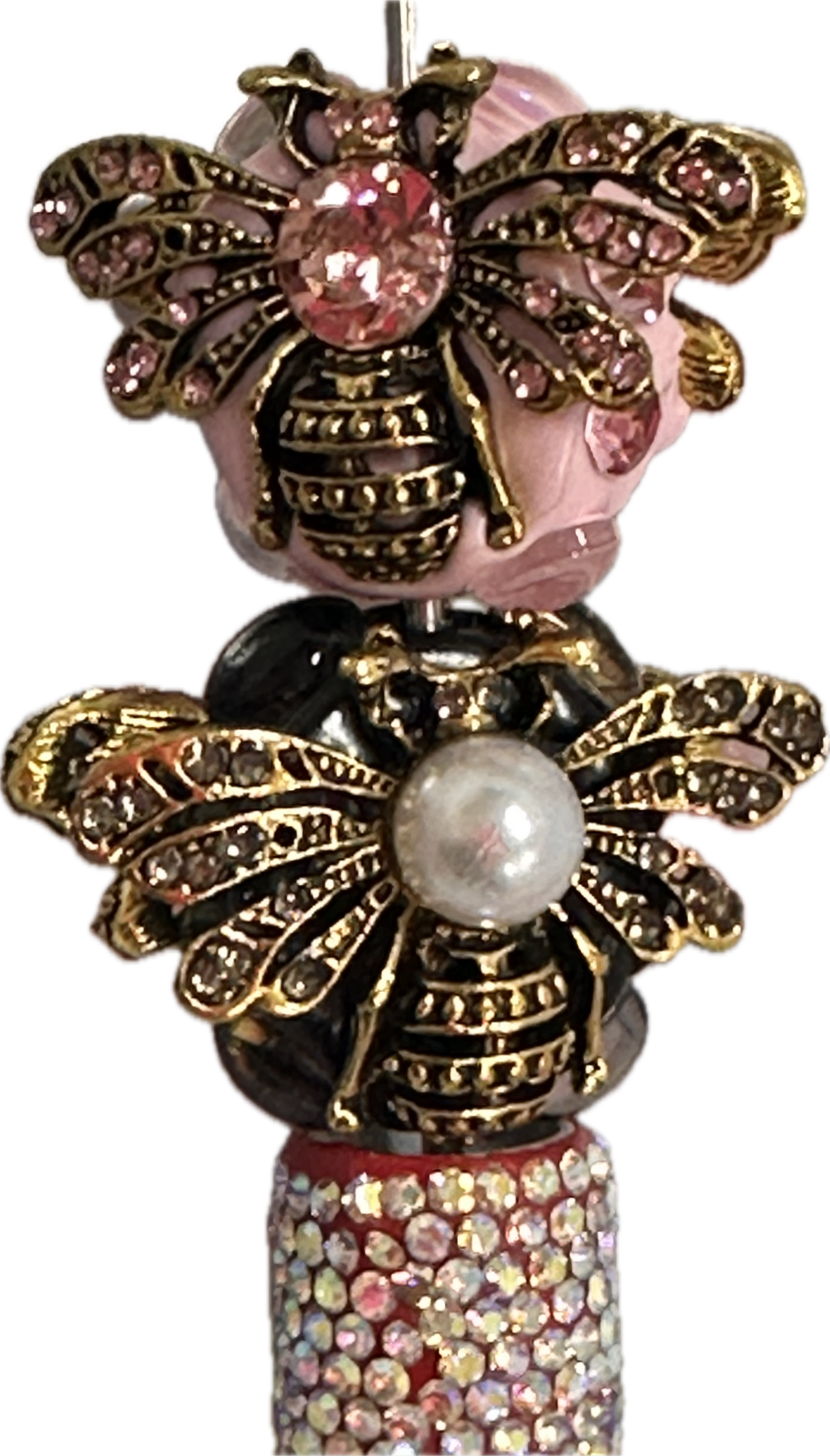 Fancy handmade bee rhinestone beads/one bead included/fancy Beads/ beadable pen/ keychain bead/ /20mm approx.