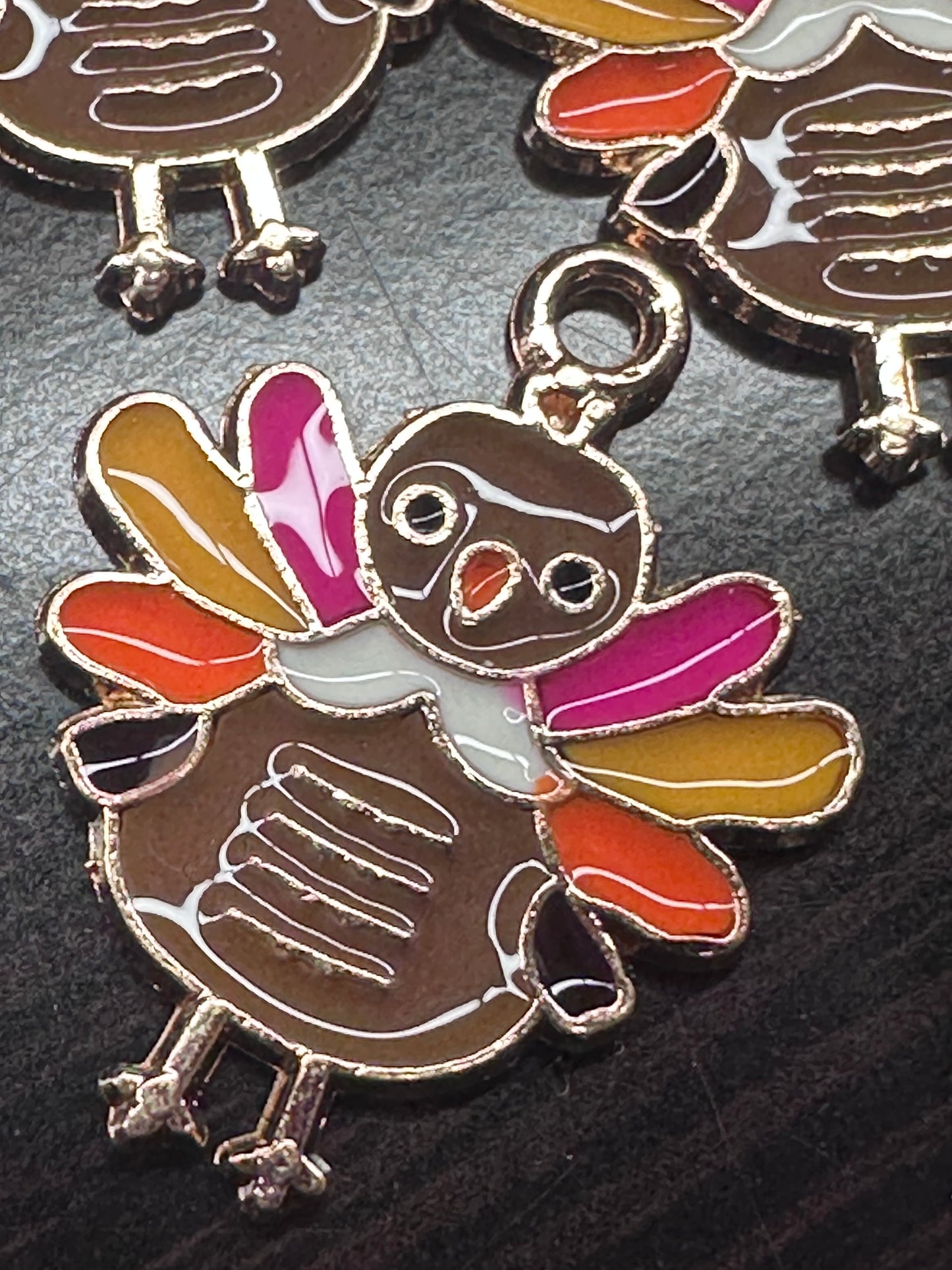 Thanksgiving Tom Turkey enamel metal charms// DIY charm bracelet/ DIY necklace