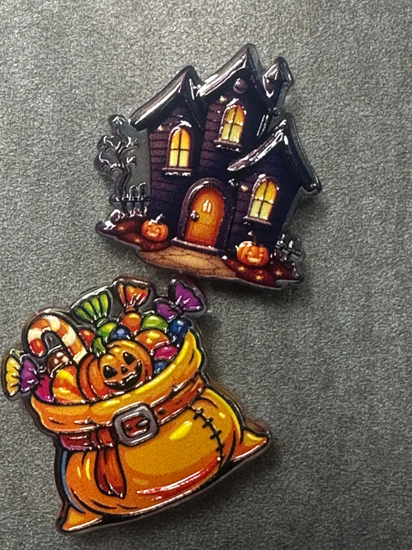 Halloween acrylic focal bead- set of 2 different focals included/ focal bead/ pen beading / keychain bead/ haunted house