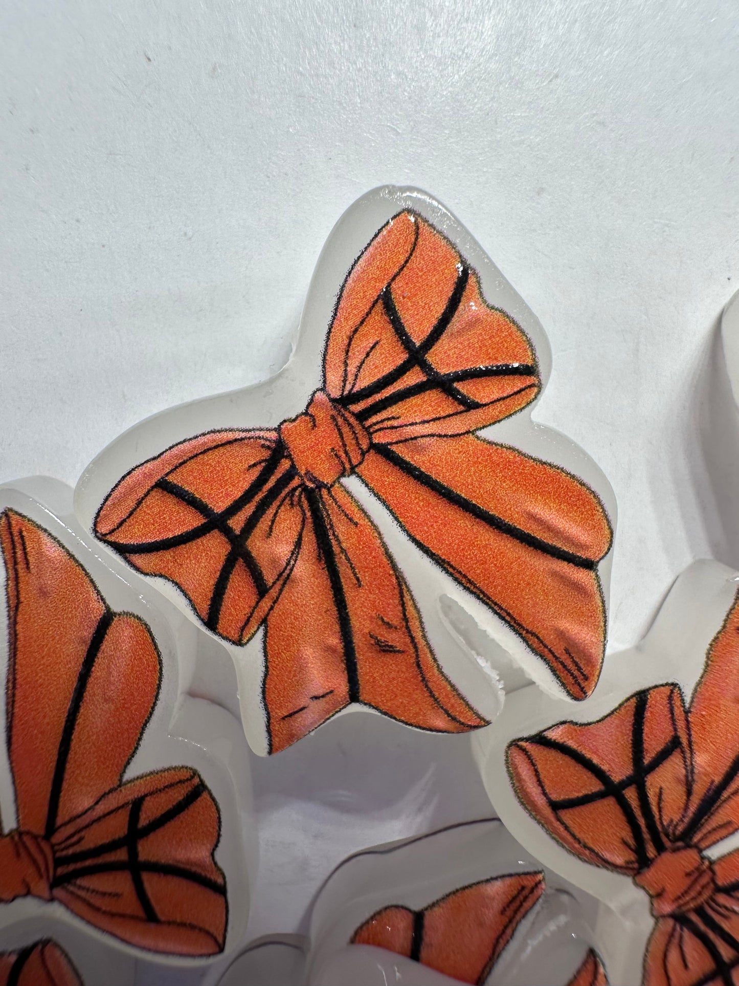 Basketball bow acrylic focal bead- set of 2/ focal bead/ pen beading / keychain bead