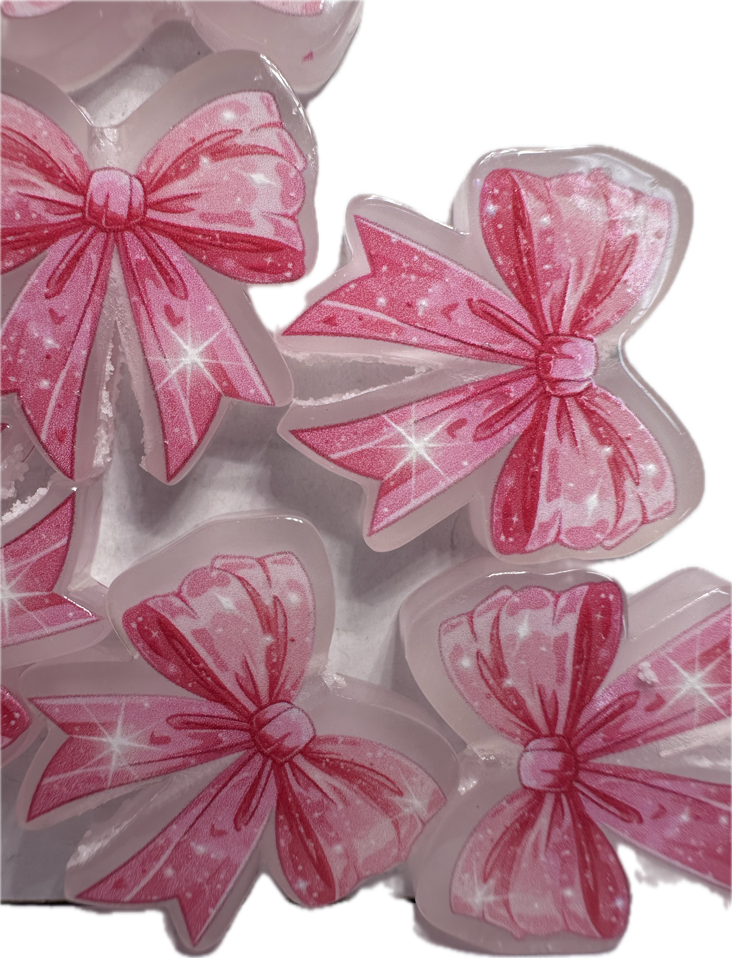 Luminous pink bow acrylic focal bead- set of 2/ focal bead/ pen beading / keychain bead/ glow in the dark