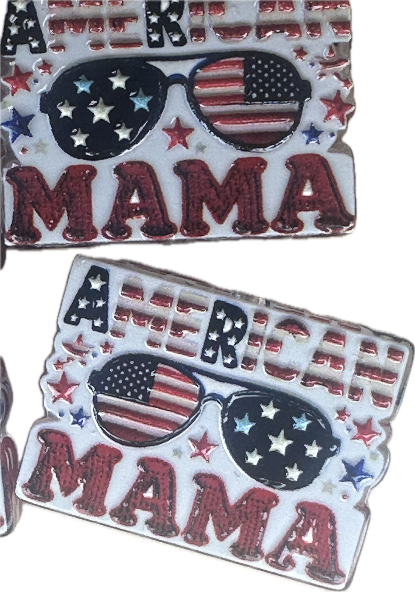 MAMA American Flag acrylic focal bead- set of 2/ focal bead/ pen beading / keychain bead/ patriotic