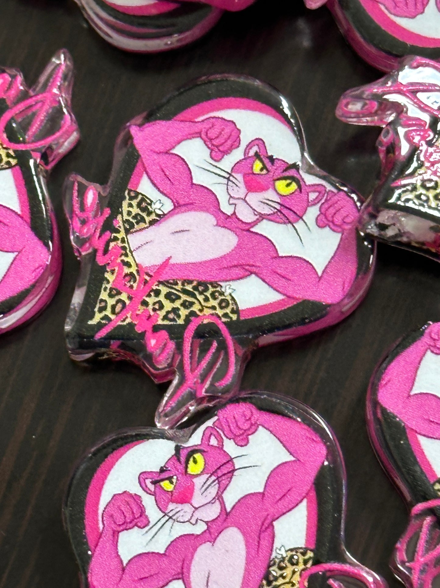 Pink cat acrylic focal bead- set of 2/ focal bead/ pen beading / keychain bead