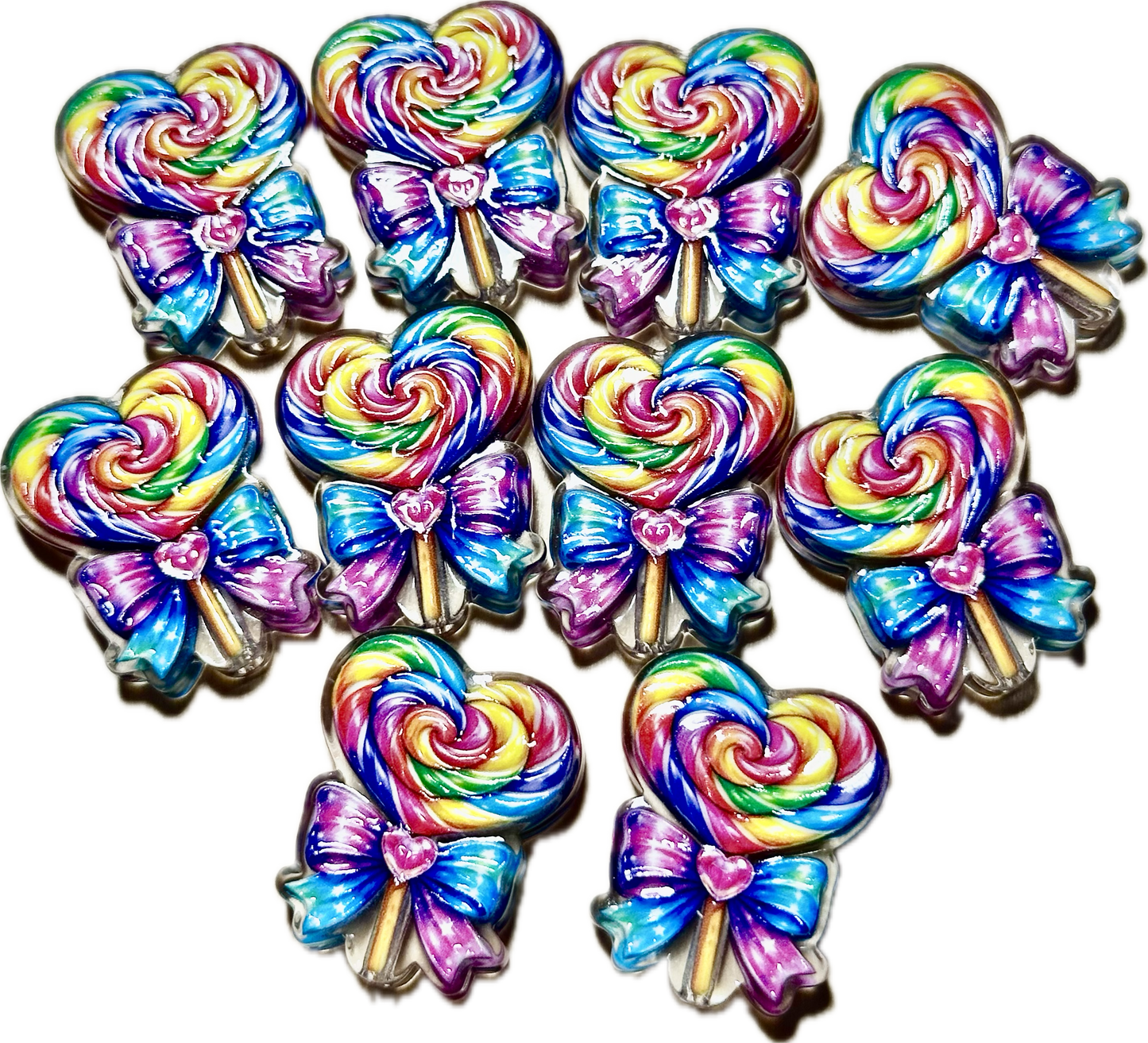 Colorful Heart Lollipop acrylic focal bead- set of 2/ focal bead/ pen beading / keychain bead/