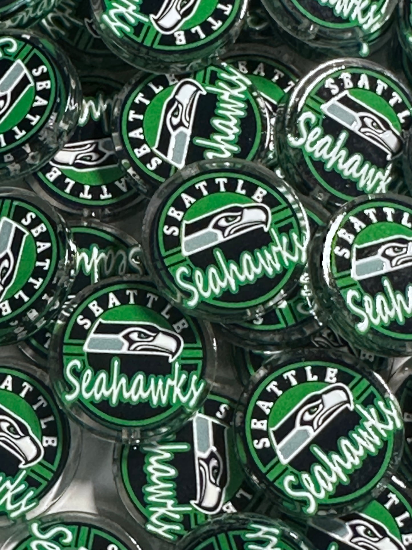 NEW Seattle Seahawks acrylic focal bead- set of 2/ focal bead/ pen beading / keychain bead /football