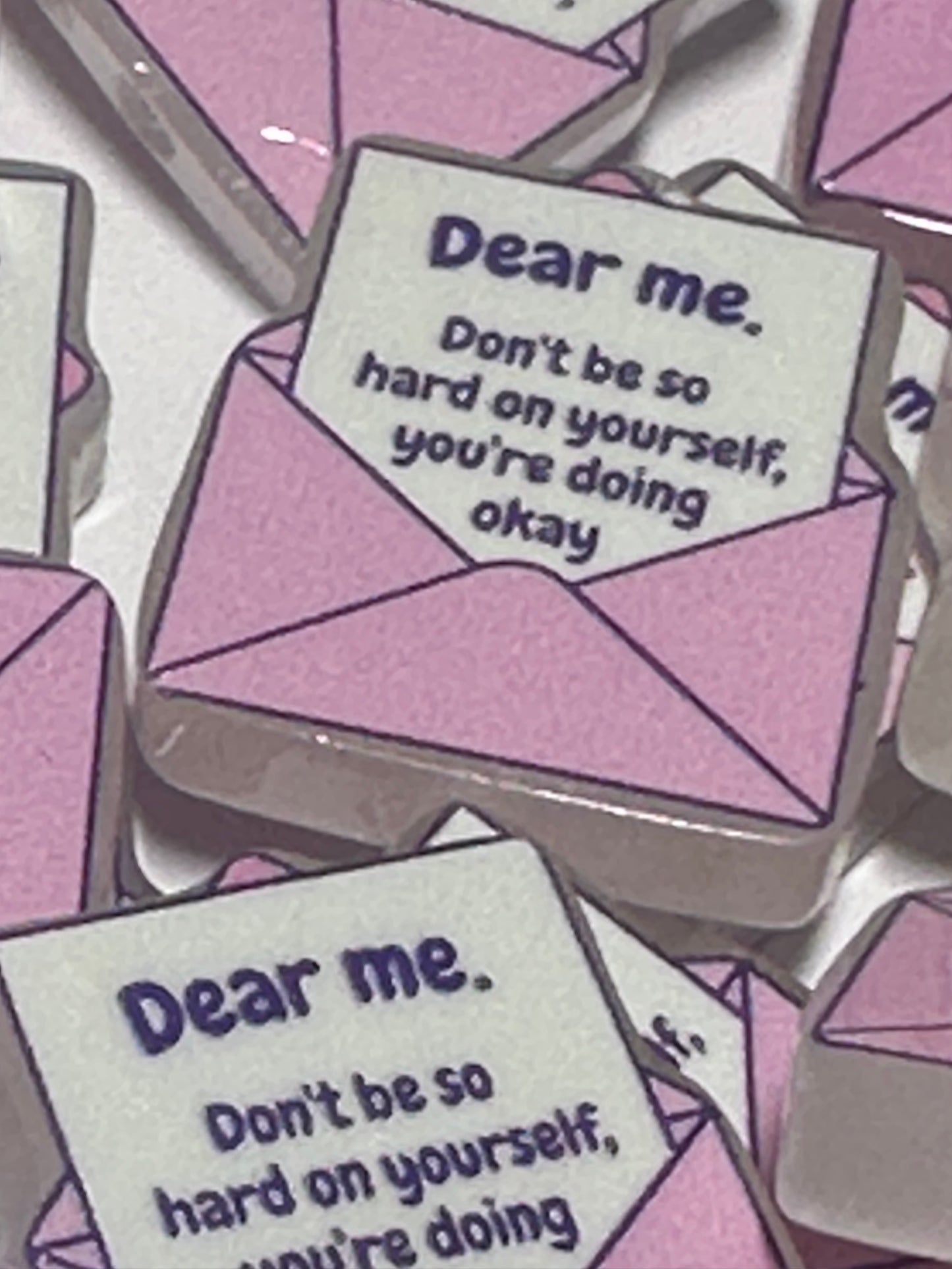 Dear Me acrylic focal bead- set of 2/ focal bead/ pen beading / keychain bead/Letter to self