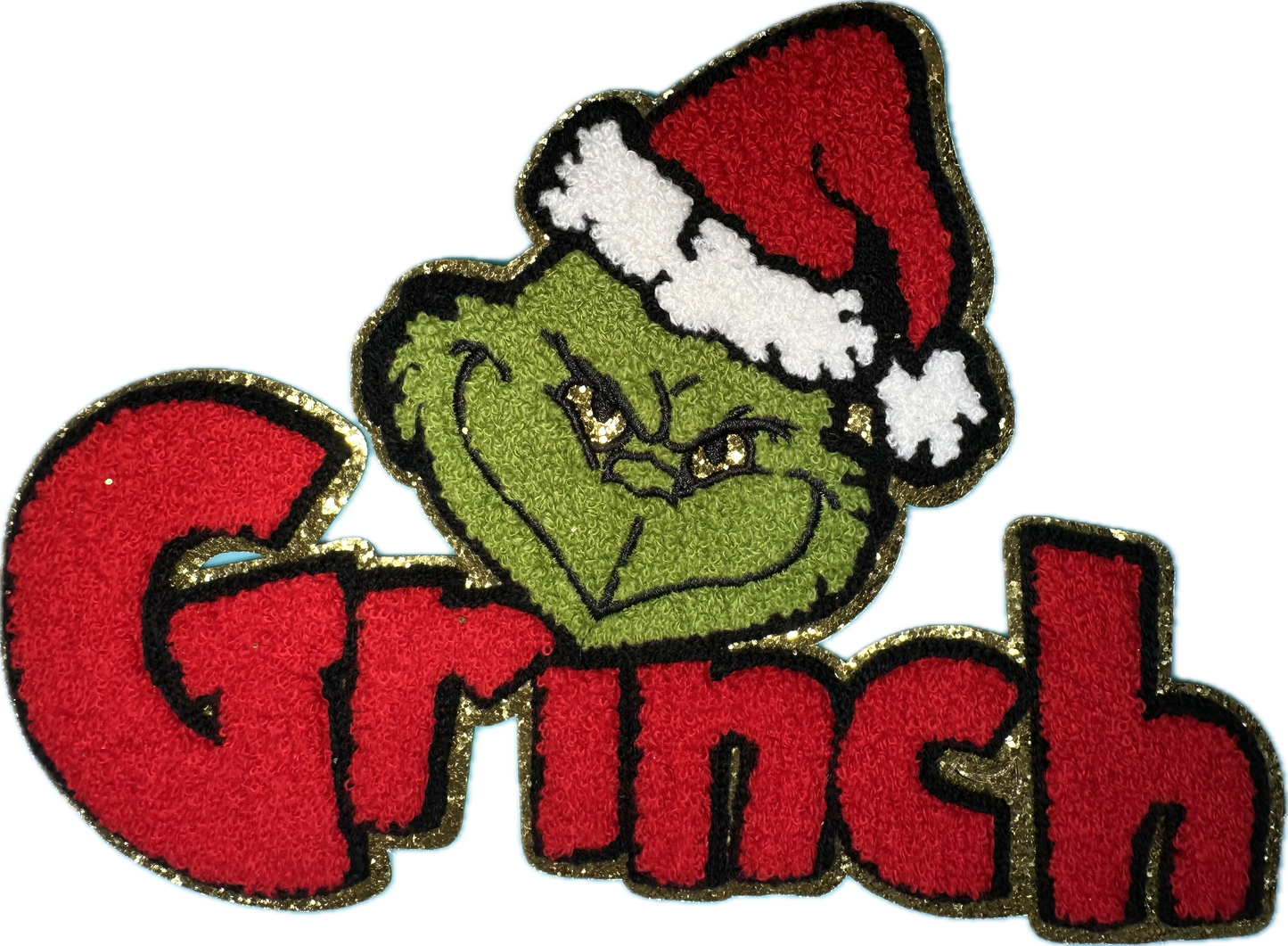 EVERYONES FAVORITE GROUCHY CHRISTMAS HATER PATCH LARGE APPROX.  11 X 7.5 -RED